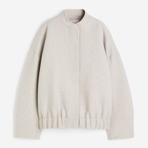 Oversized wool blend bomber jacket